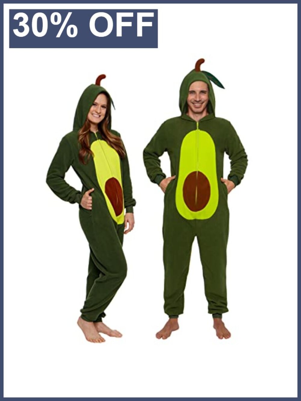Funziez! Adult Avocado Onesie Hooded One-Piece Pajama Cosplay Costume